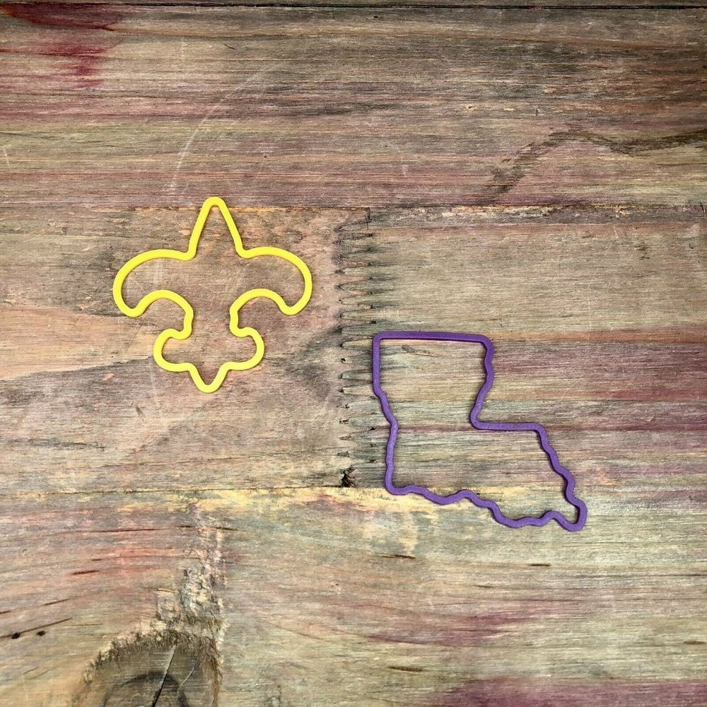 Gold and Purple LSU Rubber Band Bracelet Set - Picture 1 of 4